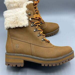 Timberland Courmayeur Valley 6" Faux Fur Warm Lined Boots Size 11 Brown Nubuck